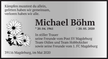 Traueranzeige von Michael Böhm  von Magdeburger Volksstimme