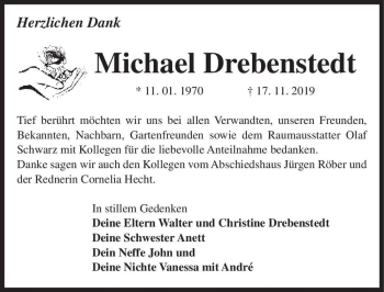 Traueranzeige von Michael Drebenstedt  von Magdeburger Volksstimme