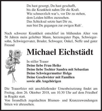 Traueranzeige von Michael Eichstädt  von Magdeburger Volksstimme