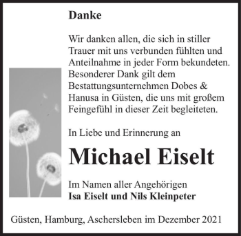 Traueranzeige von Michael Eisert  von Magdeburger Volksstimme