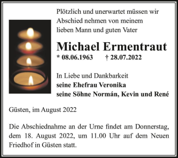 Traueranzeige von Michael Ermentraut  von Magdeburger Volksstimme