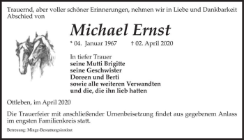 Traueranzeige von Michael Ernst  von Magdeburger Volksstimme