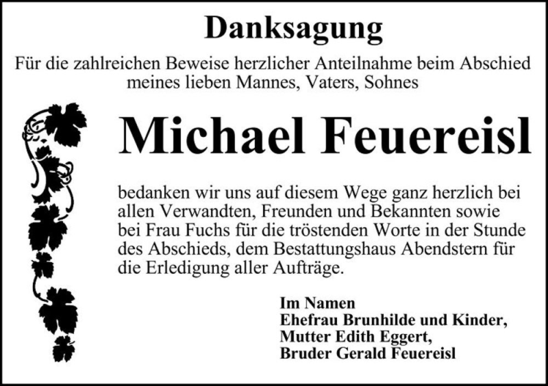  Traueranzeige für Michael Feuereisl  vom 29.03.2017 aus Magdeburger Volksstimme