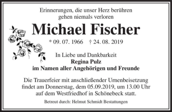 Traueranzeige von Michael Fischer  von Magdeburger Volksstimme