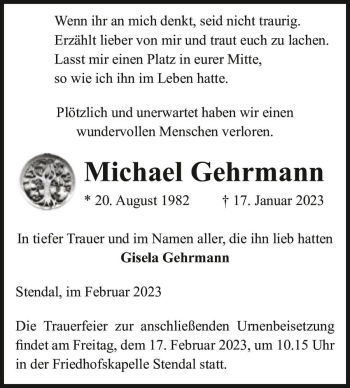 Traueranzeige von Michael Gehrmann  von Magdeburger Volksstimme