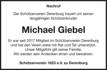 Traueranzeige von Michael Giebel  von Magdeburger Volksstimme