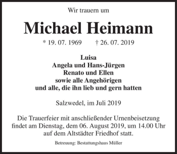 Traueranzeige von Michael Heimann  von Magdeburger Volksstimme