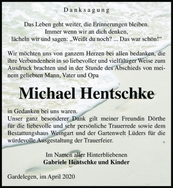 Traueranzeige von Michael Hentschke  von Magdeburger Volksstimme
