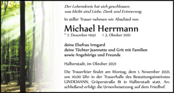 Traueranzeige von Michael Herrmann  von Magdeburger Volksstimme