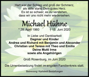 Traueranzeige von Michael Hühne  von Magdeburger Volksstimme
