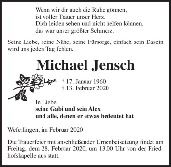 Traueranzeige von Michael Jensch  von Magdeburger Volksstimme