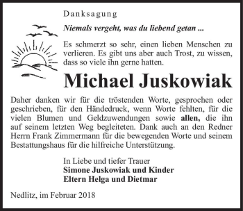Traueranzeige von Michael Juskowiak  von Magdeburger Volksstimme