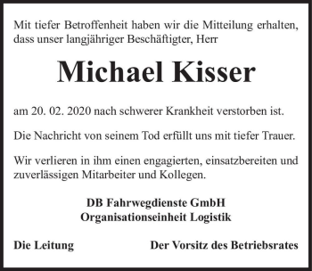 Traueranzeige von Michael Kisser  von Magdeburger Volksstimme