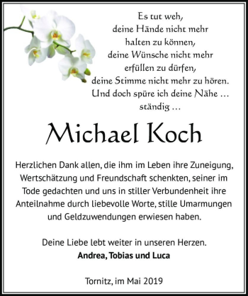 Traueranzeige von Michael Koch  von Magdeburger Volksstimme