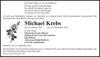 Traueranzeige von Michael Krebs  von Magdeburger Volksstimme
