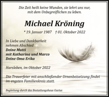 Traueranzeige von Michael Kröning  von Magdeburger Volksstimme