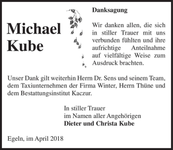 Traueranzeige von Michael Kube  von Magdeburger Volksstimme