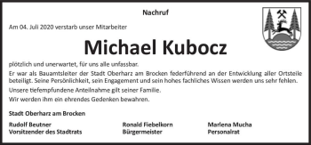 Traueranzeige von Michael Kubocz  von Magdeburger Volksstimme