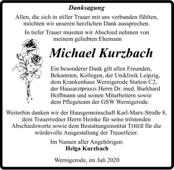 Traueranzeige von Michael Kurzbach  von Magdeburger Volksstimme