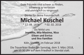 Traueranzeige von Michael Kuschel  von Magdeburger Volksstimme