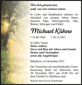 Traueranzeige von Michael Kühne  von Magdeburger Volksstimme