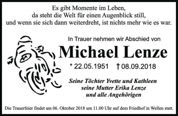 Traueranzeige von Michael Lenze  von Magdeburger Volksstimme