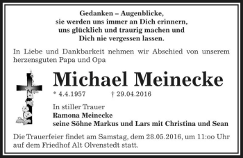 Traueranzeige von Michael Meinecke  von Magdeburger Volksstimme