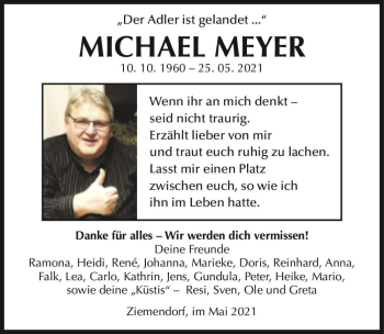 Traueranzeige von Michael Meyer  von Magdeburger Volksstimme