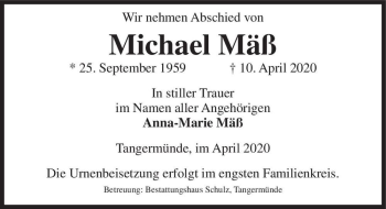 Traueranzeige von Michael Mäß  von Magdeburger Volksstimme