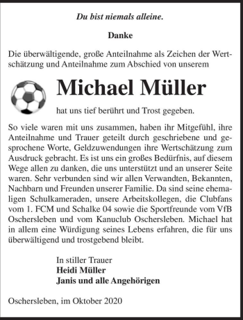 Traueranzeige von Michael Müller  von Magdeburger Volksstimme