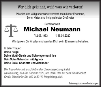 Traueranzeige von Michael Neumann  von Magdeburger Volksstimme