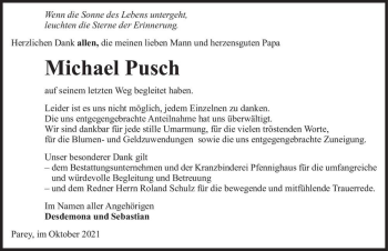 Traueranzeige von Michael Pusch  von Magdeburger Volksstimme