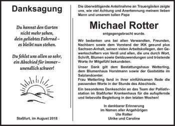 Traueranzeige von Michael Rotter  von Magdeburger Volksstimme