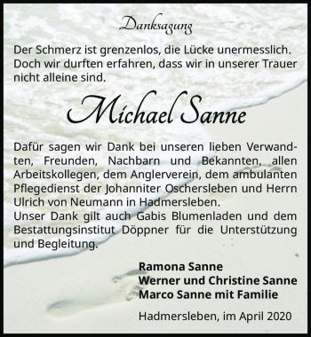 Traueranzeige von Michael Sanne  von Magdeburger Volksstimme