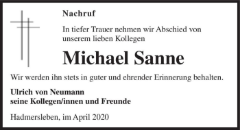 Traueranzeige von Michael Sanne  von Magdeburger Volksstimme