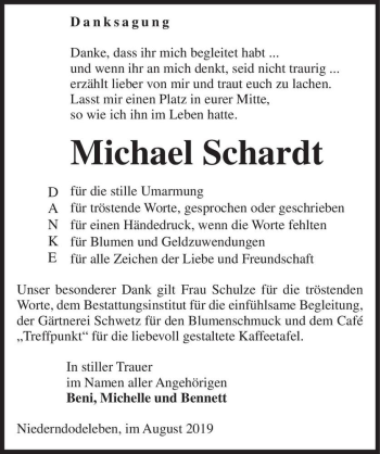 Traueranzeige von Michael Schardt  von Magdeburger Volksstimme