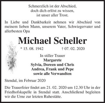Traueranzeige von Michael Scheller  von Magdeburger Volksstimme