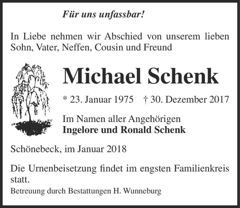Traueranzeigen von Michael Schenk www.abschiednehmen.de