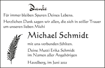Traueranzeige von Michael Schmidt  von Magdeburger Volksstimme