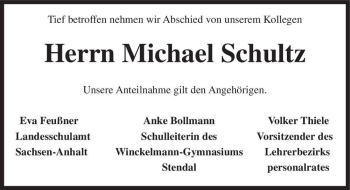 Traueranzeige von Michael Schultz  von Magdeburger Volksstimme