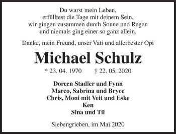 Traueranzeige von Michael Schulz  von Magdeburger Volksstimme
