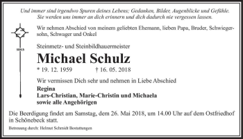 Traueranzeige von Michael Schulz  von Magdeburger Volksstimme