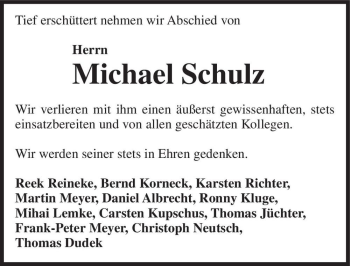 Traueranzeige von Michael Schulz  von Magdeburger Volksstimme