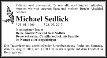 Traueranzeige von Michael Sedlick  von Magdeburger Volksstimme
