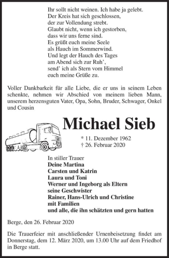 Traueranzeige von Michael Sieb  von Magdeburger Volksstimme
