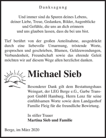 Traueranzeige von Michael Sieb  von Magdeburger Volksstimme