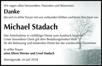 Traueranzeige von Michael Stadach  von Magdeburger Volksstimme