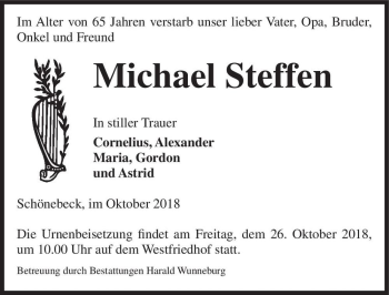 Traueranzeige von Michael Steffen  von Magdeburger Volksstimme