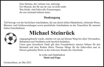 Traueranzeige von Michael Steinrück  von Magdeburger Volksstimme