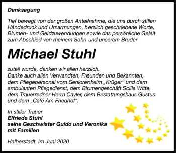 Traueranzeige von Michael Stuhl  von Magdeburger Volksstimme